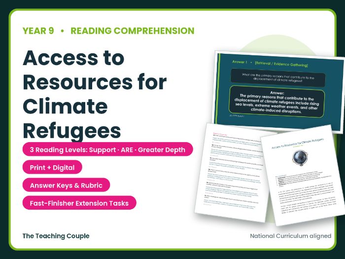 Access to Resources for Climate Refugees Reading Comprehension | Year 9 (KS3)