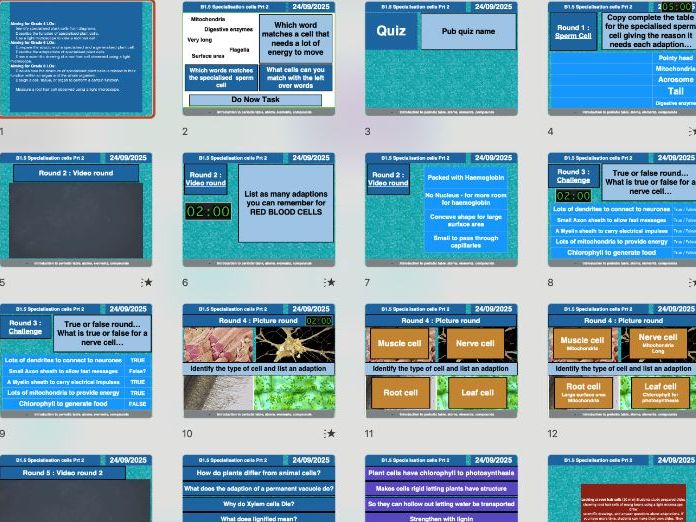 AQA GCSE Biology B1.5 – Specialisation in Plant Cells | Full Lesson, Worksheets & Answers (Editable)