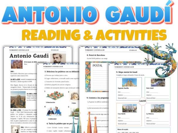 Antonio Gaudí Spanish Reading Comprehension A2-B1 | Culture Activities