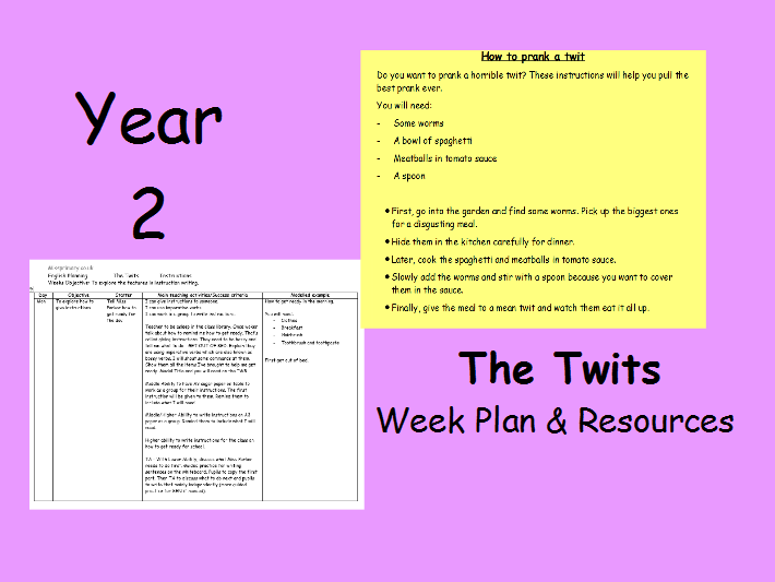 Instruction Writing - The Twits (1 Week of Plans)