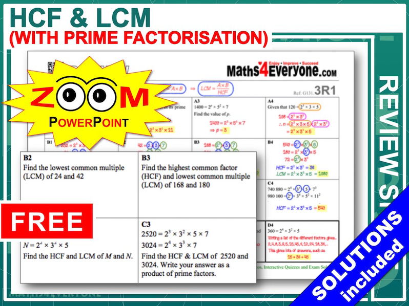 GCSE Revision (HCF and LCM)