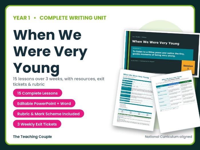 When We Were Very Young | Year 1 English Unit | 15 Complete Lessons + Resources + Mark Scheme