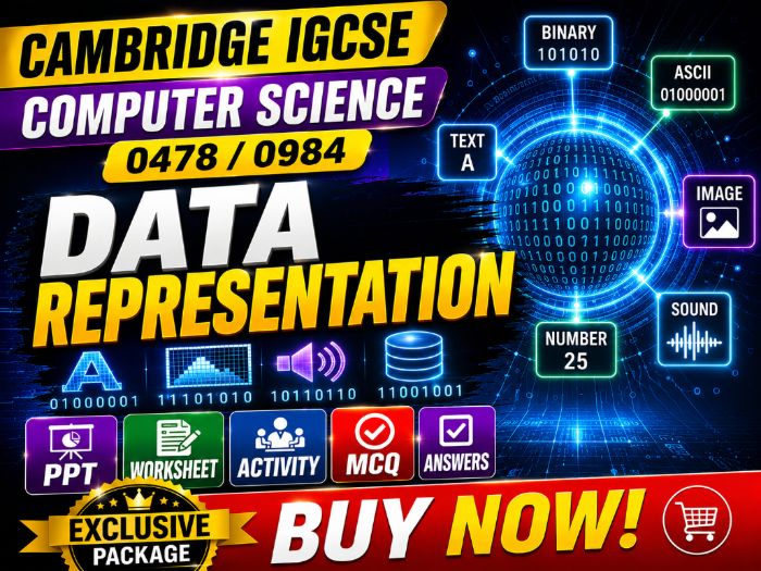 Data Representation | Cambridge I GCSE 0478 / 0984 CS | PPT | Worksheet | Activity | MCQ | Answers