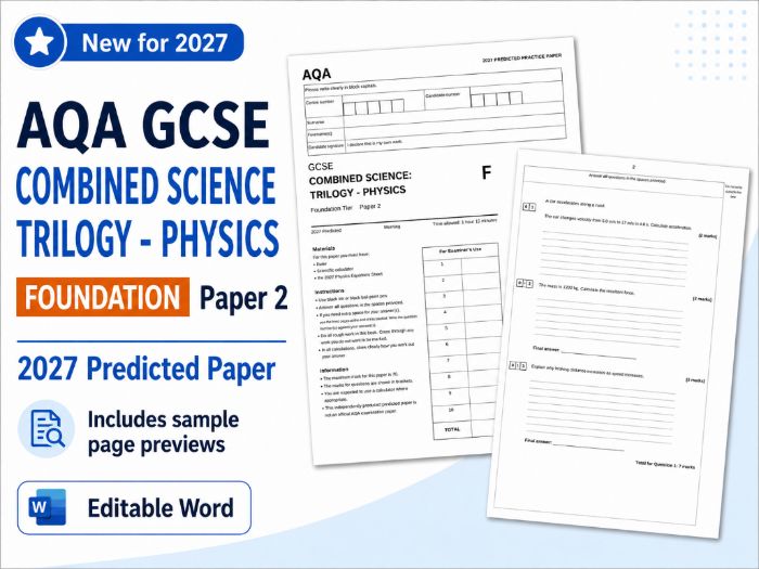 AQA GCSE Physics Paper 2 Predicted Paper 2027 + Mark Scheme Foundation