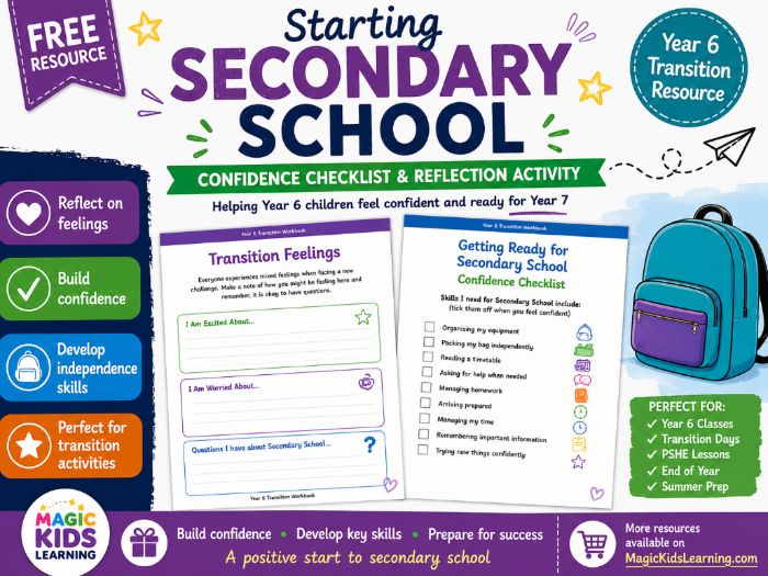 Starting Secondary School Confidence Checklist & Reflection Activity | Year 6 Transition