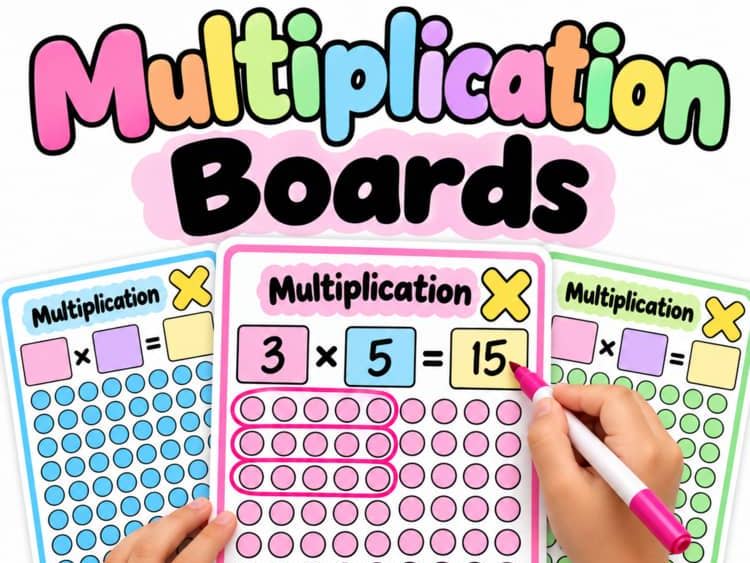 Multiplication Boards | Dot Array Mats | Times Tables Practice | Colour & B&W