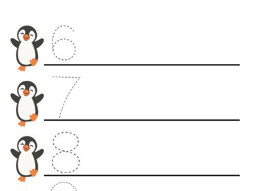 Penguin Number Formation Practice 1–10 – Counting Worksheet