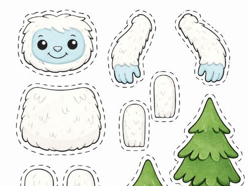 Cut and paste a Yeti- Fine Motor Skills