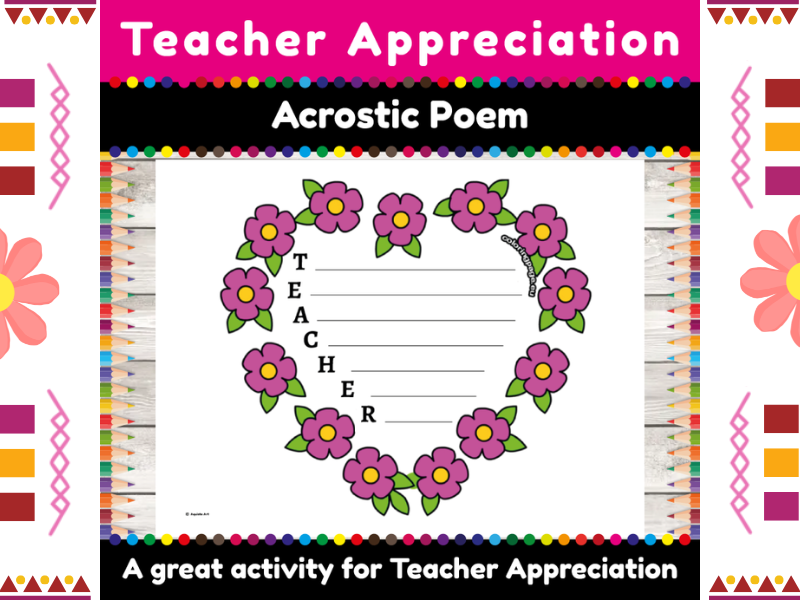Teacher Appreciation Week Acrostic Poem Template : Creative Thank You Notes