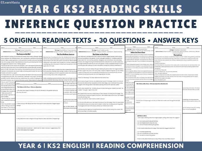 Year 6 Inference Question Practice | KS2 Reading Skills | 5 Reading texts + Questions and Answers
