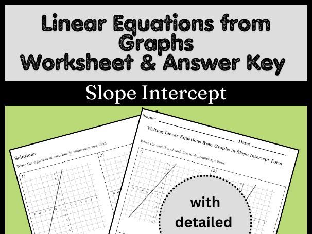 Linear Equations from Graphs Worksheet & Answer Key | Slope Intercept