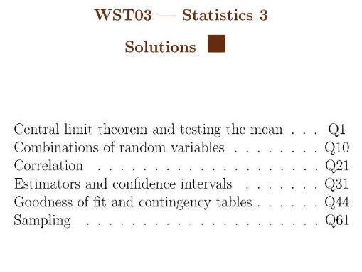 Pearson IAL Mathematics - Statistics 3 - Question By Topic - Solution PDF