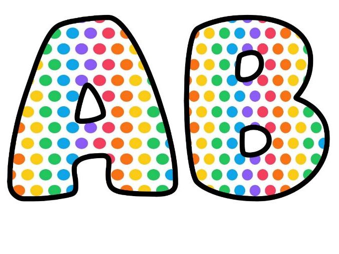 Rainbow Polka Dots Bubble Letters | Polka Dot Bulletin Board Letters | Classroom Display Pack