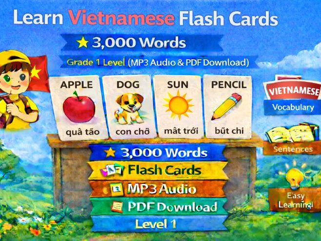 Vietnamese Flash Cards, 3,000 Words (Audio, PDF)