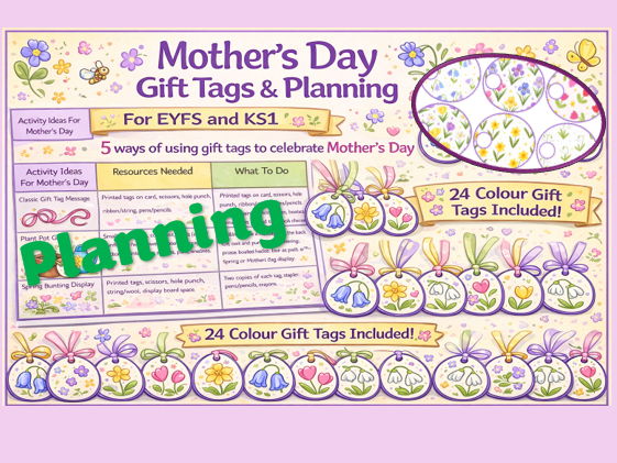 Mother's Day Flower Gift Tags and Planner