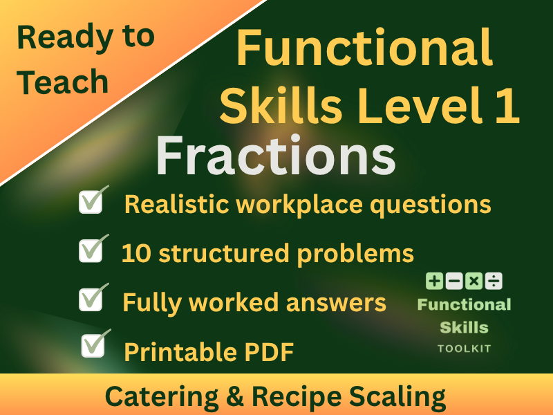 Functional Skills Fractions L1 Worksheet