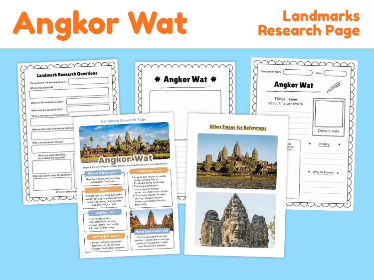 Angkor Wat Landmark Research Project | History & Architecture Worksheets