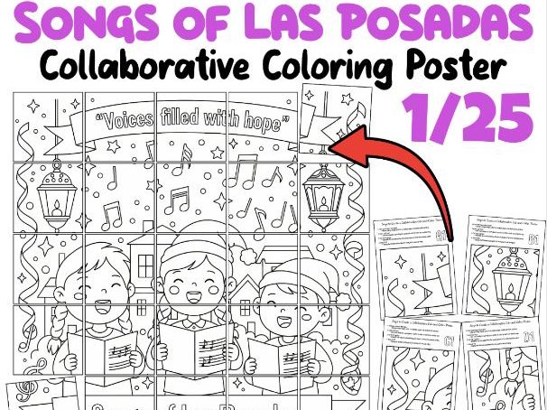 Songs of Las Posadas Collaborative Coloring Poster | Christmas Music Activity | Holiday Classroom Ar