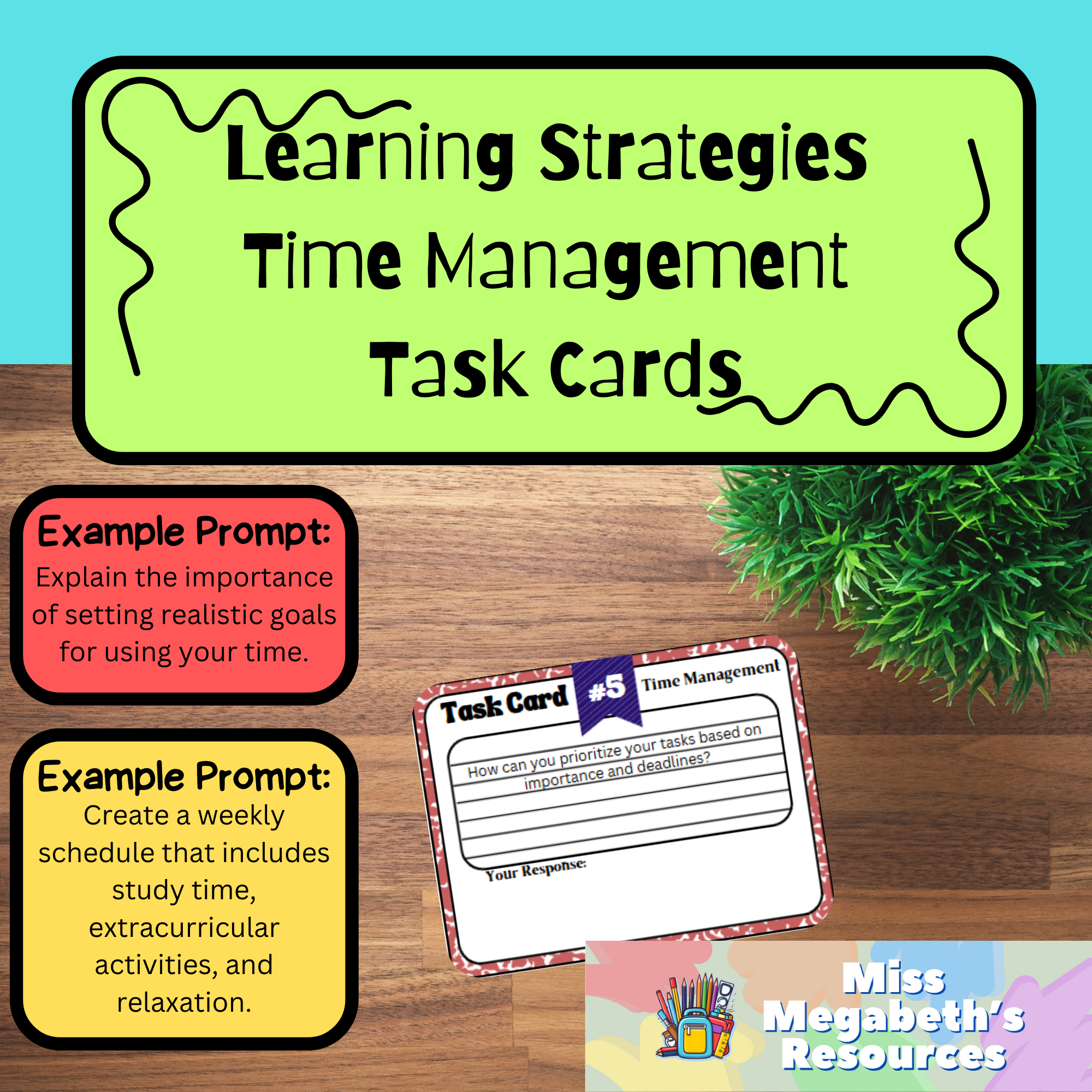 Learning Strategies: Time Management Task Cards (MS & HS Special ...