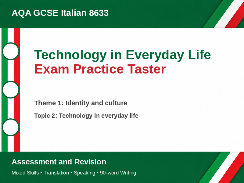 AQA GCSE Italian – Technology in Everyday Life Exam Practice Taster