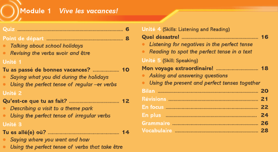 Dynamo 2 Rouge: Module 1. Vive les vacances! Point de départ and Units 1-5