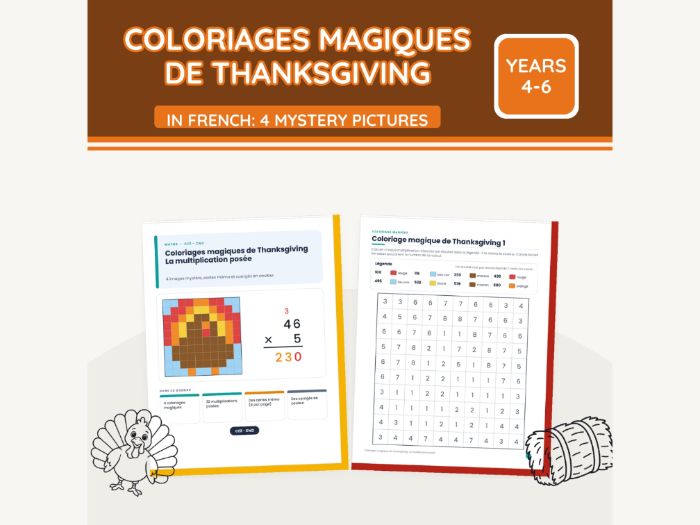 French Thanksgiving Multiply Colour by Code