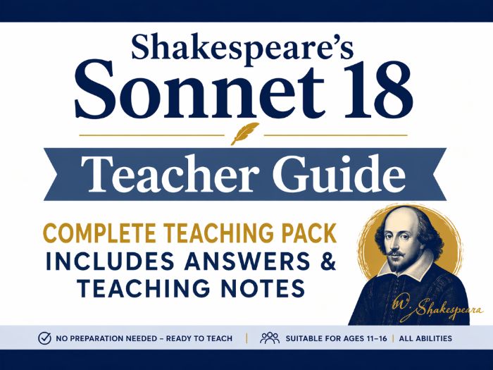 Shakespeare’s Sonnet 18 – Teacher Guide | Complete Teaching Pack with Answers & Pedagogy(Ages 11–16)