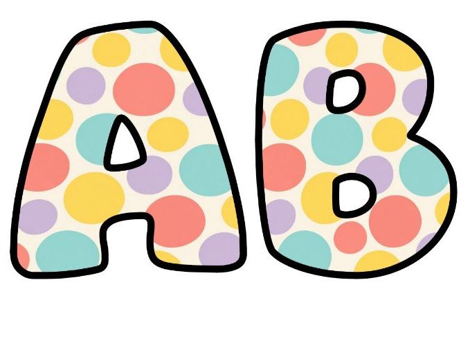 Pastel Polka Dots Bubble Letters | Polka Dot Bulletin Board Letters | Printable Alphabet A-Z and 0-9