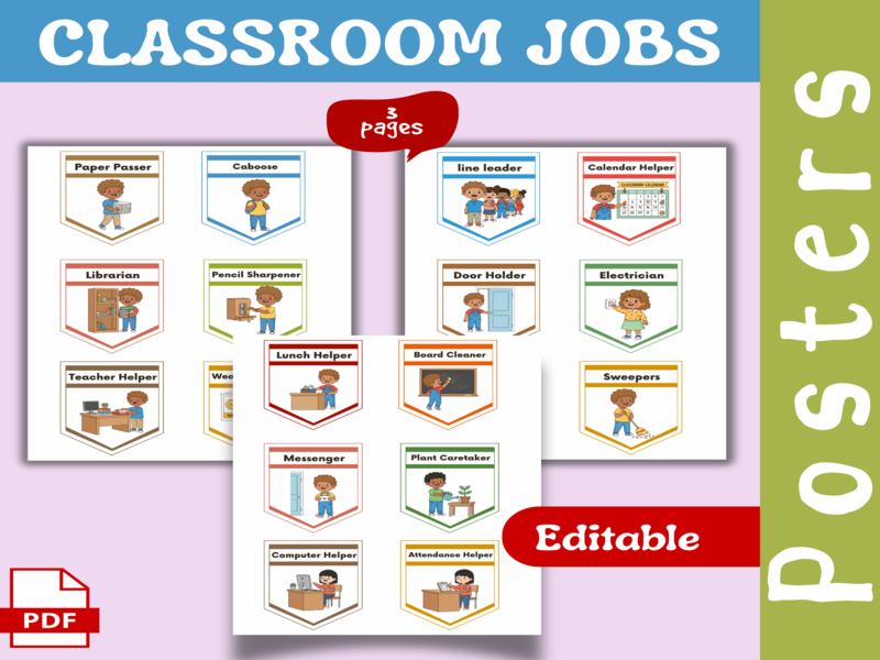 Classroom Jobs Posters | Editable Classroom Helper Labels | Classroom Management