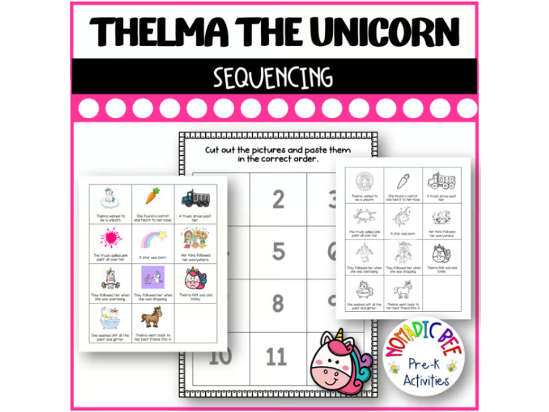 Thelma the Unicorn Activities - Sequencing
