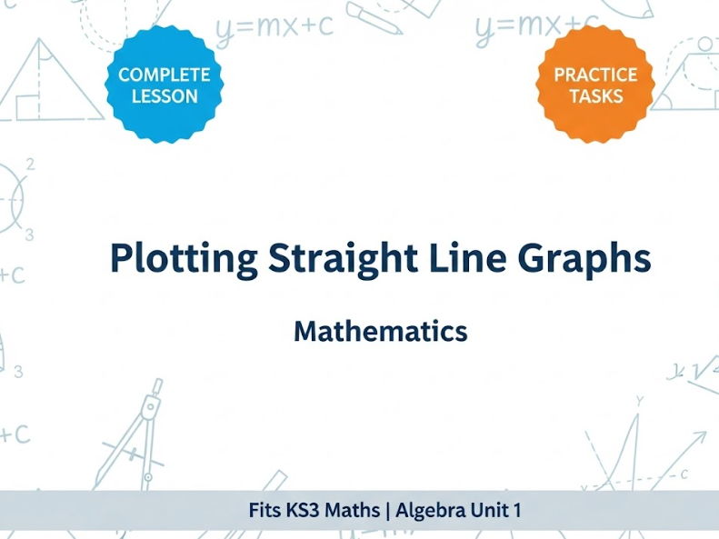 KS3 Maths - Plotting Straight Line Graphs Complete Lesson | Mastery Pack & Teacher Keys