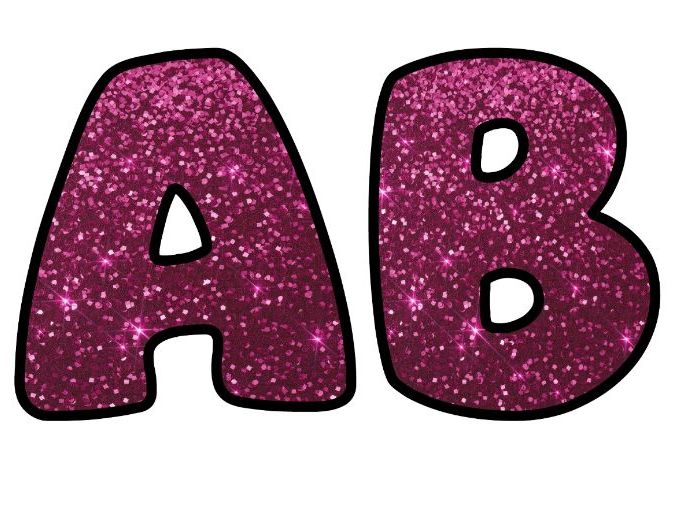 Shiny Glitter Art Pink Classroom Display | Lettering Set | Whole Alphabet A-Z and 0-9