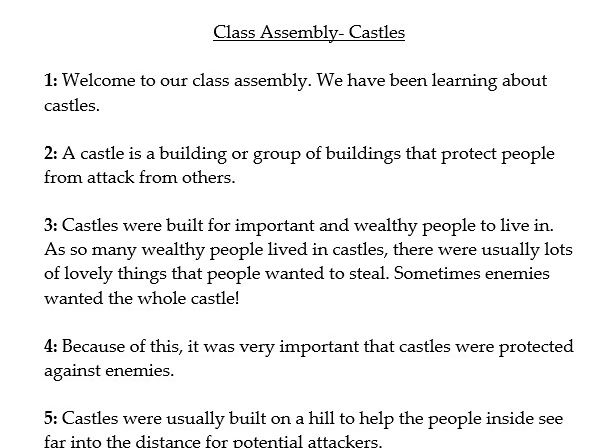 Castles Class Assembly