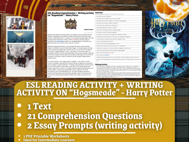ESL Reading Comprehension + Writing Activity - Hogsmeade - Harry Potter