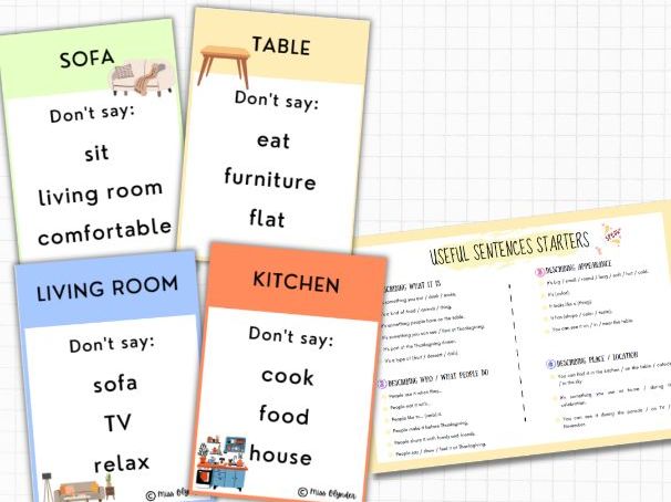 House & Furniture Taboo Game – ESL Speaking Activity | Rooms & Furniture Vocabulary | No Prep | KS2