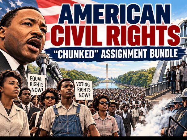 American Civil Rights "Chunked' Assignment Bundle (29 Assignments)