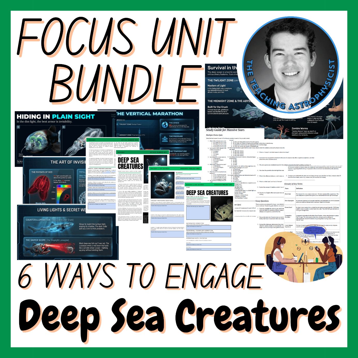 Deep Sea Creatures | Biology Focus Unit Bundle | 6 Resources inc. Quiz