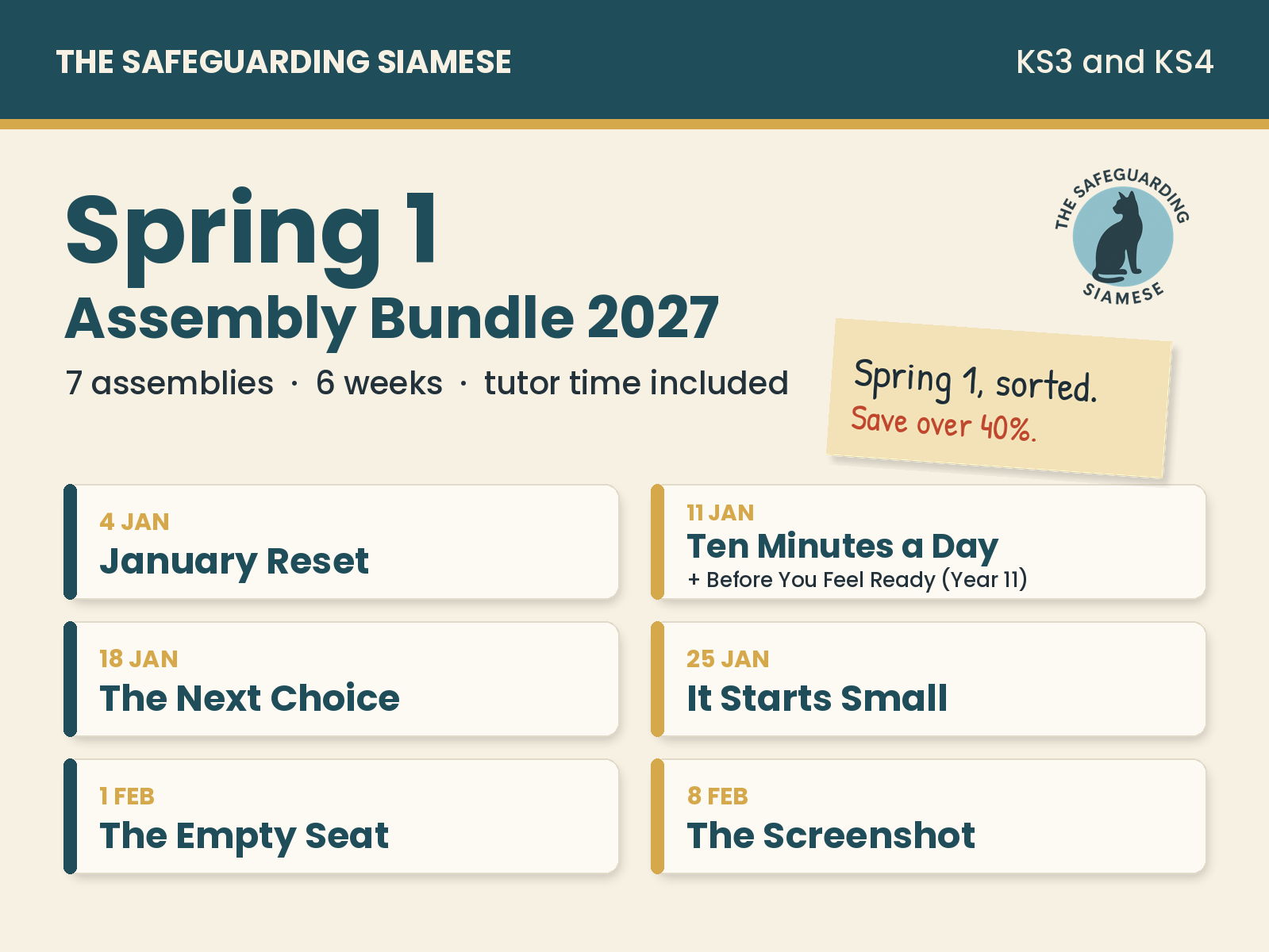 Spring 1 Assembly Bundle 2027: 7 Assemblies + Tutor Time, January to February (KS3 and KS4)