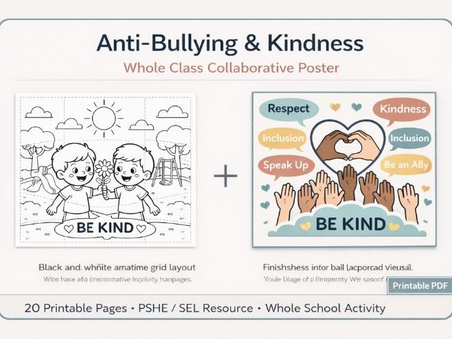 Kindness Collaborative Poster | Anti-Bullying Week | PSHE SEL Display | Whole School Printable PDF