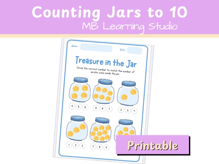 Pirate coins in a Jar – Pirate Counting to 10 Activity (EYFS & KS1 / Pre-K–1st Grade)