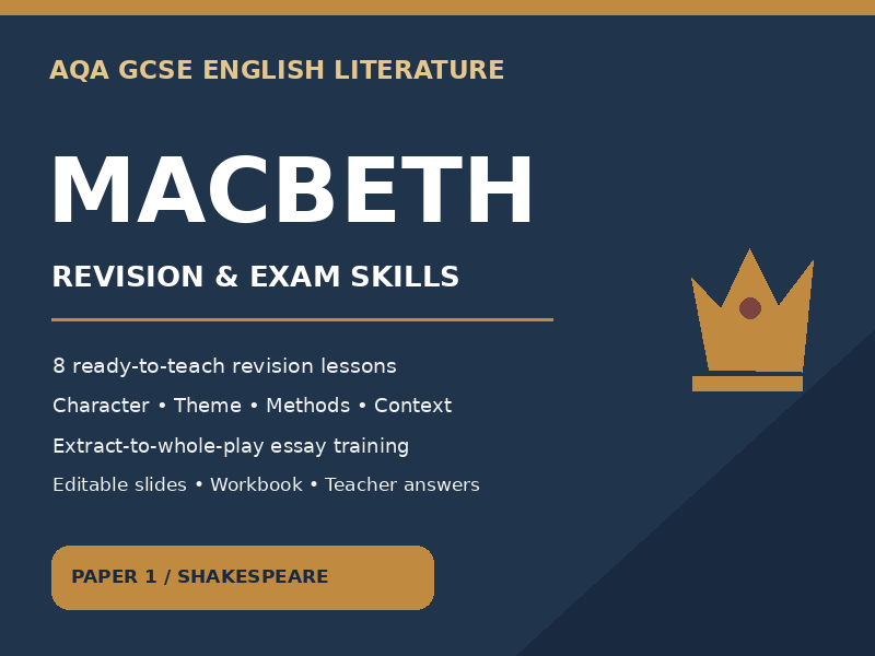 Macbeth GCSE Revision Bundle | AQA English Literature, Themes, Characters & Exam Skills