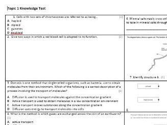 Edexcel CB3 Biology Knowledge Assessment