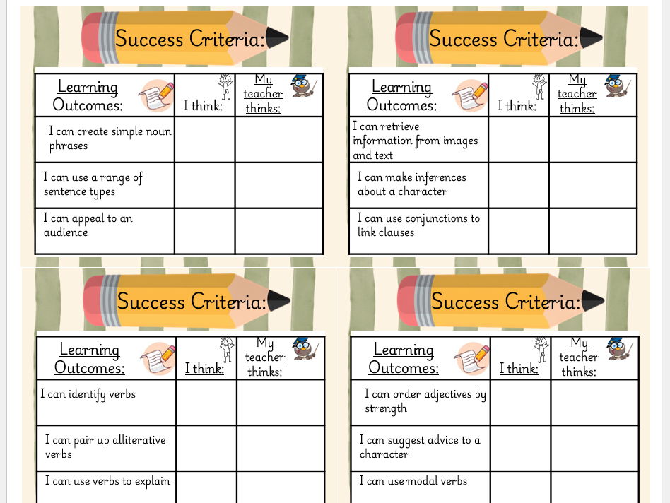 Success Criteria templates