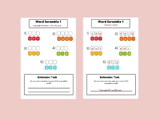 Year 1 High Frequency Words: Word Scramble Activity Pack