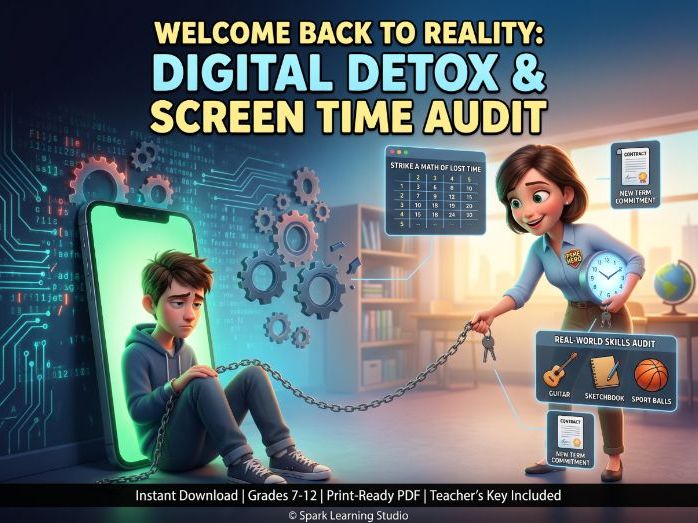 Digital Detox & Screen Time Audit Worksheet | Back to School SEL Activity