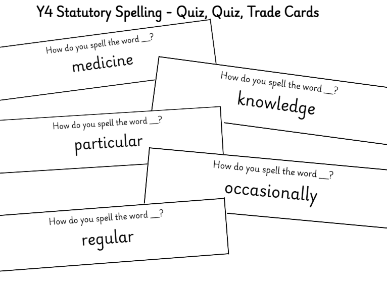 Year 4 Statutory Words Spelling - Quiz, Quiz, Trade