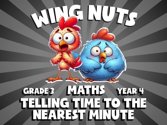 Telling Time to The Nearest Minute WING NUTS Maths Game | No-Prep Year 4 Review Activity