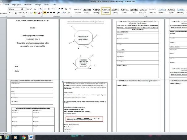 BTEC SPORT LEVEL 2 - UNIT 6 Leading Sports Activities Student Booklet