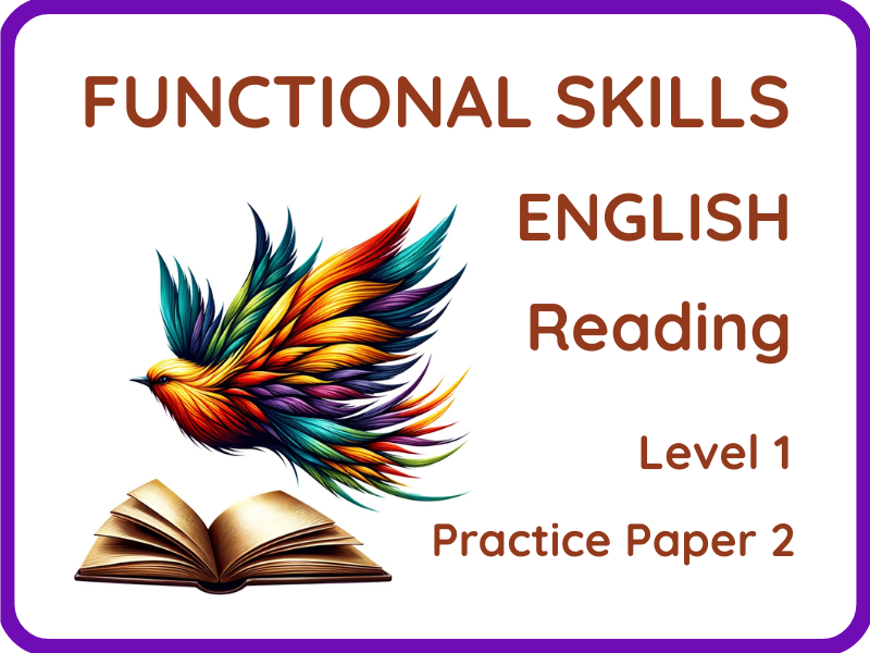 English Functional Skills - Level 1 - Reading -  Practice Paper 2
