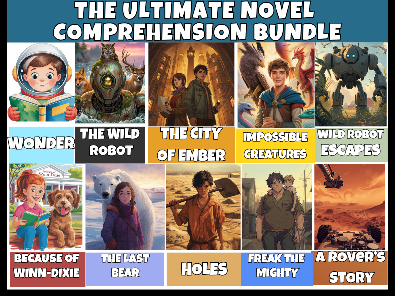 Ultimate Novel Study Bundle PDF | 1000 Reading Comprehension Questions + Answer Keys Year 3-8